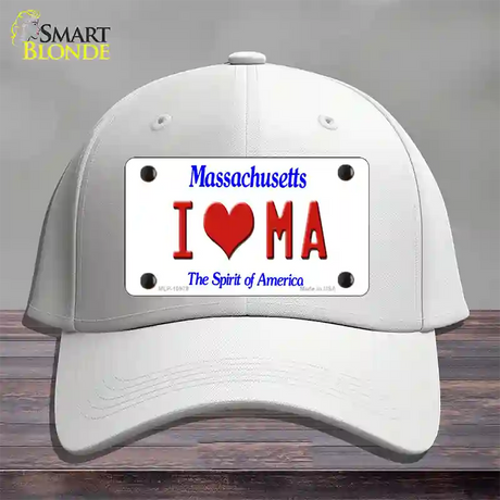 I Love Massachusetts Novelty License Plate Hat Cotton / White