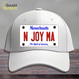 N Joy MA Massachusetts Novelty License Plate Hat Cotton / White