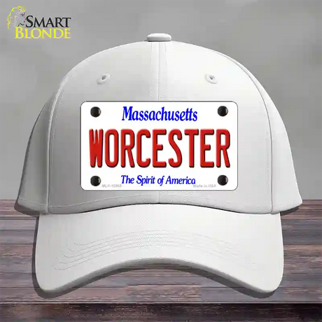 Worcester Massachusetts Novelty License Plate Hat Cotton / White