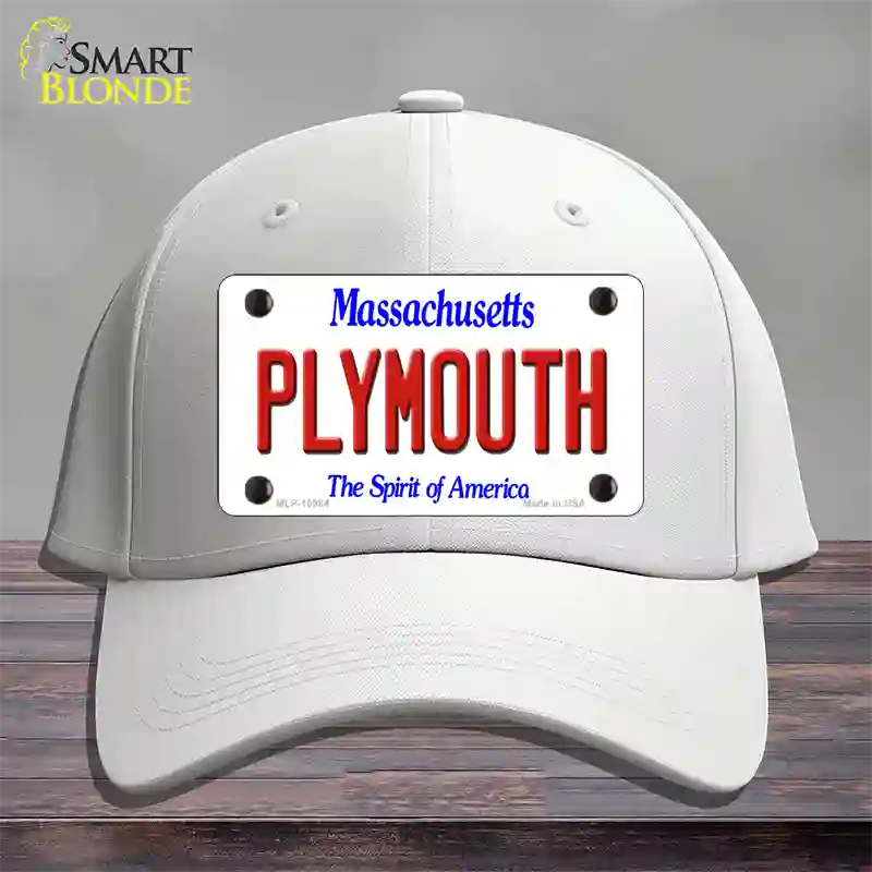 Plymouth Massachusetts Novelty License Plate Hat Cotton / White