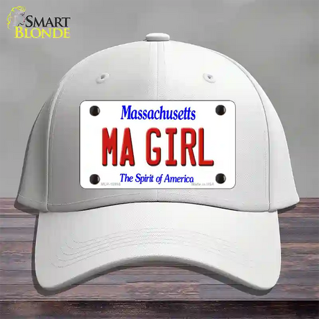 MA Girl Massachusetts Novelty License Plate Hat Cotton / White