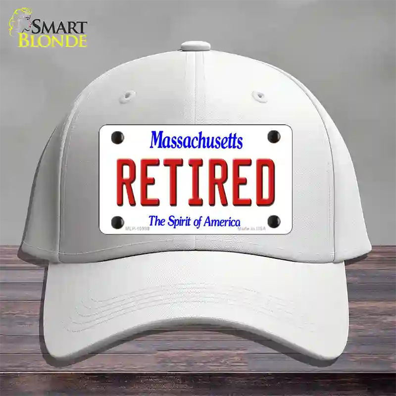 Retired Massachusetts Novelty License Plate Hat Cotton / White