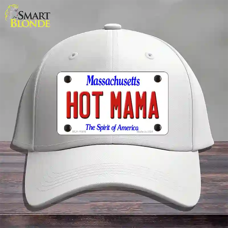 Hot Mama Massachusetts Novelty License Plate Hat Cotton / White