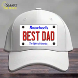 Best Dad Massachusetts Novelty License Plate Hat Cotton / White