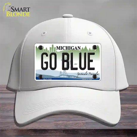 Go Blue Michigan Novelty License Plate Hat Cotton / White