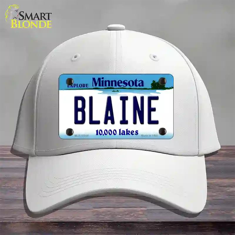 Blaine Minnesota State Novelty License Plate Hat Cotton / White