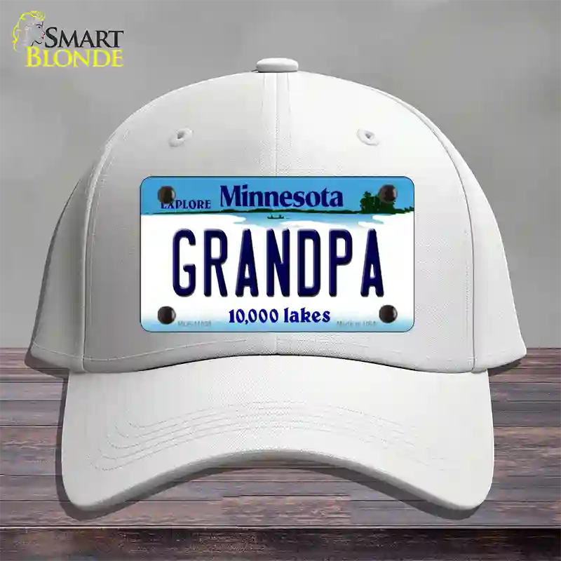 Grandpa Minnesota State Novelty License Plate Hat Cotton / White