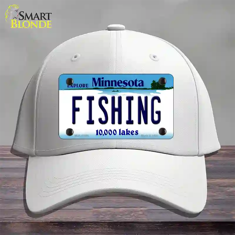 Fishing Minnesota State Novelty License Plate Hat Cotton / White