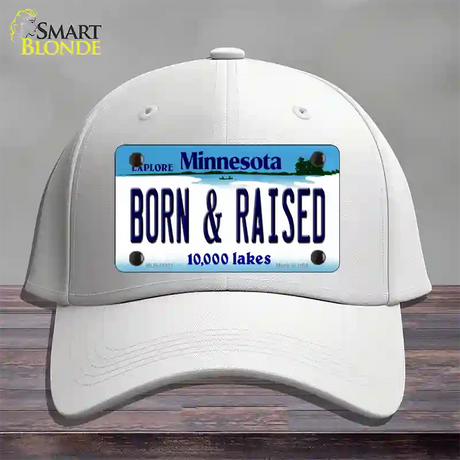 Born and Raised Minnesota State Novelty License Plate Hat Cotton / White