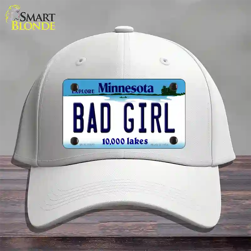 Bad Girl Minnesota State Novelty License Plate Hat Cotton / White