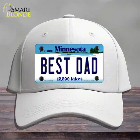 Best Dad Minnesota State Novelty License Plate Hat Cotton / White