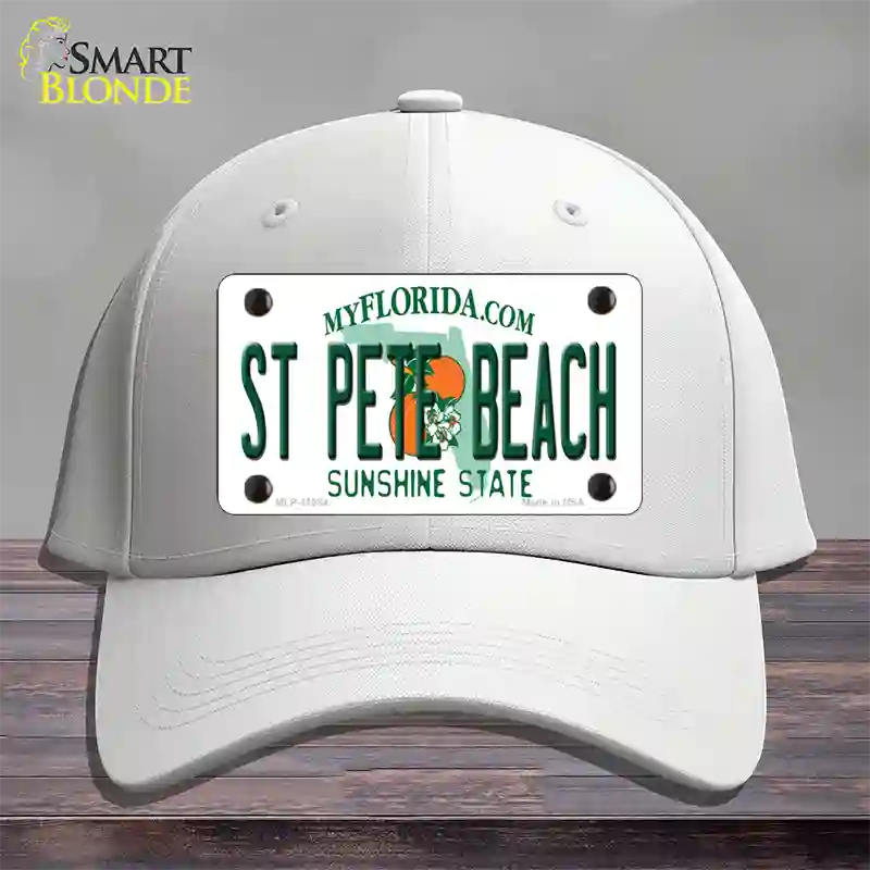 St Pete Beach Florida Novelty License Plate Hat Cotton / White