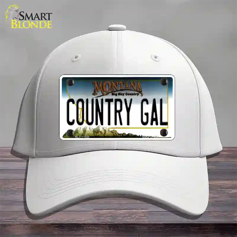 Country Gal Montana State Novelty License Plate Hat Cotton / White