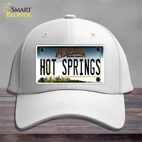 Hot Springs Montana State Novelty License Plate Hat Cotton / White