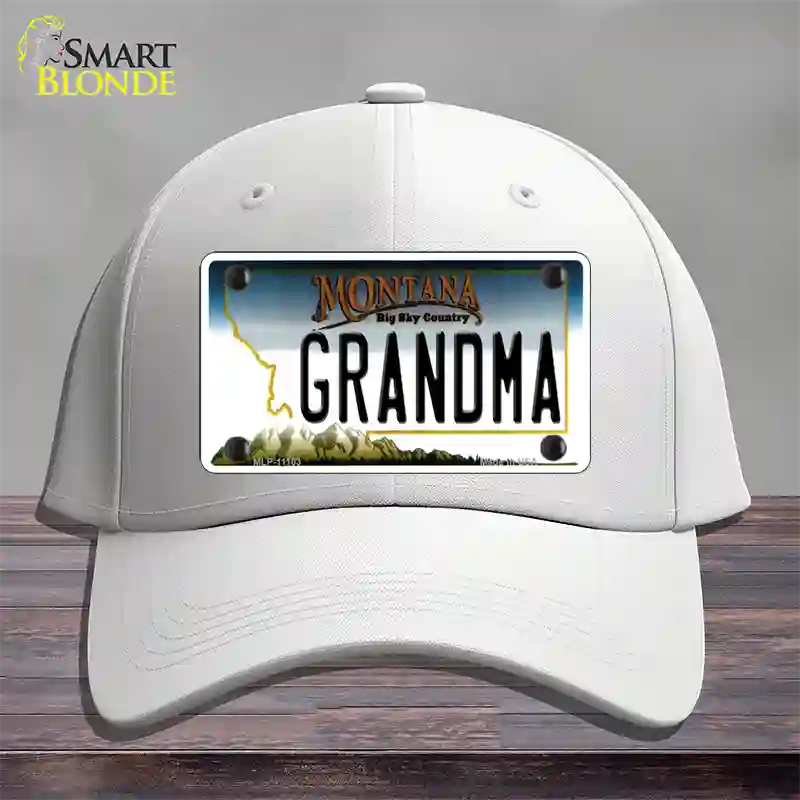 Grandma Montana State Novelty License Plate Hat Cotton / White