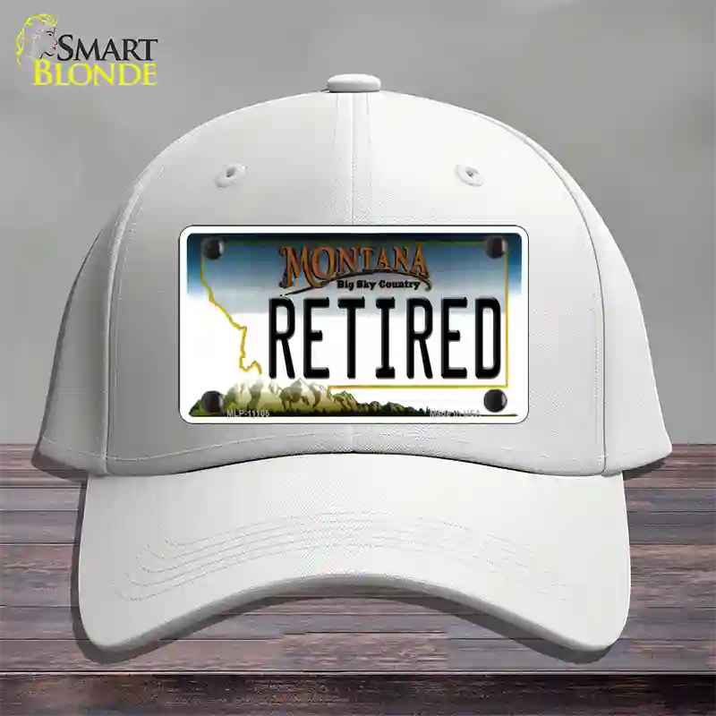 Retired Montana State Novelty License Plate Hat Cotton / White