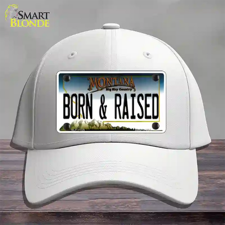 Born and Raised Montana State Novelty License Plate Hat Cotton / White