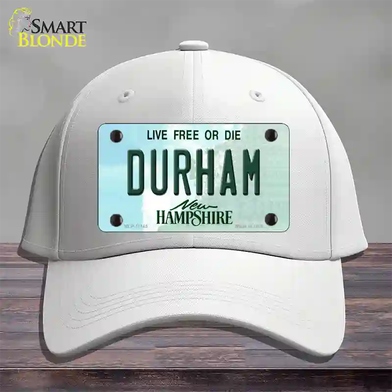 Durham New Hampshire State Novelty License Plate Hat Cotton / White