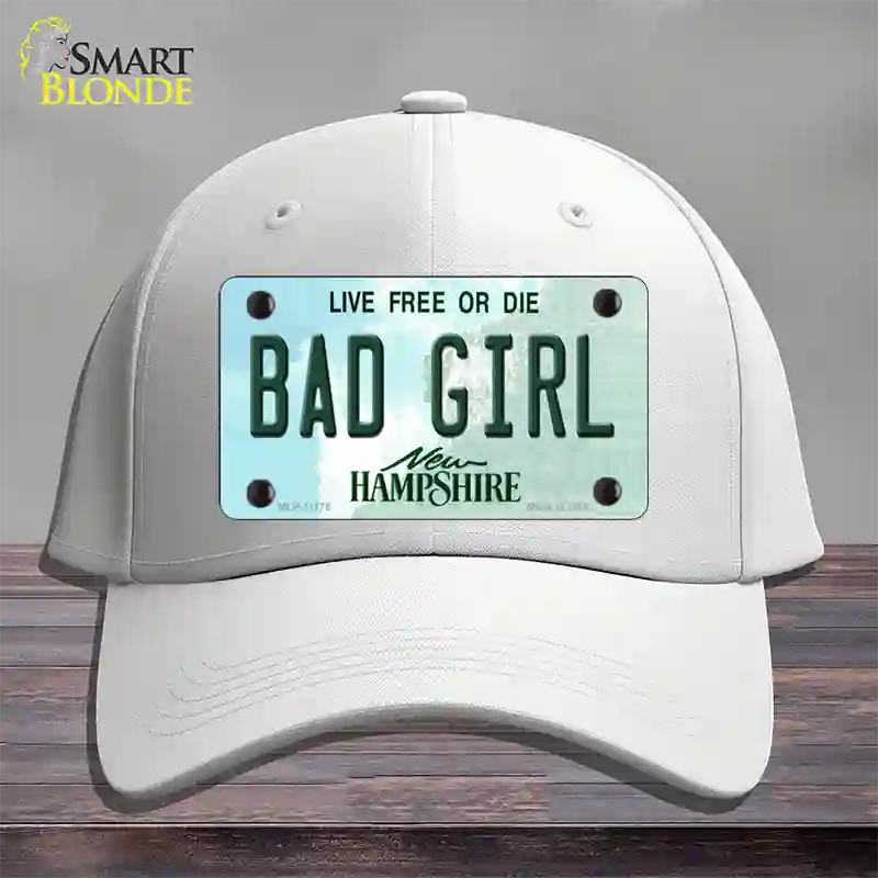 Bad Girl New Hampshire State Novelty License Plate Hat Cotton / White