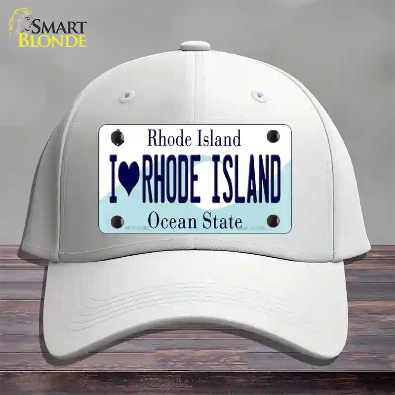 I Love Rhode Island State Novelty License Plate Hat Cotton / White