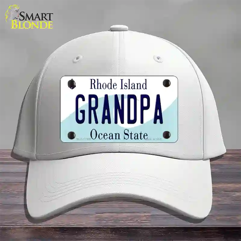 Grandpa Rhode Island State Novelty License Plate Hat Cotton / White