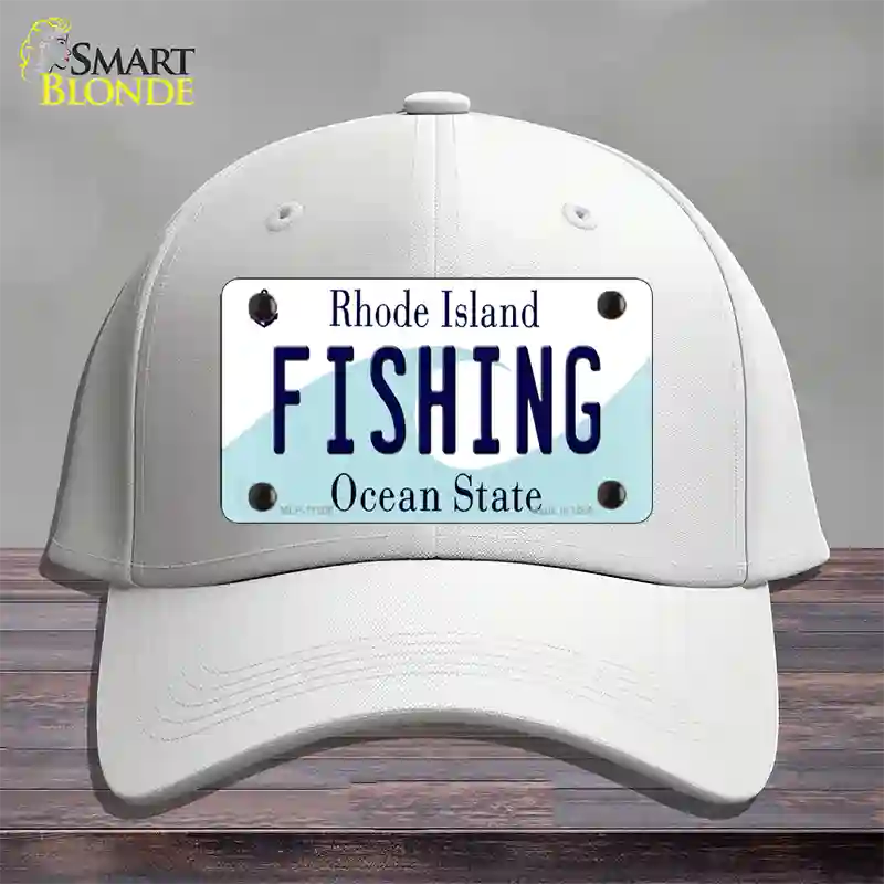 Fishing Rhode Island State Novelty License Plate Hat Cotton / White