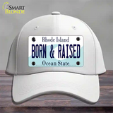 Born and Raised Rhode Island State Novelty License Plate Hat Cotton / White