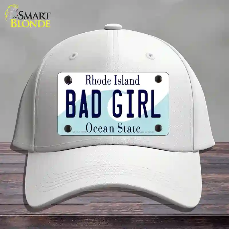 Bad Girl Rhode Island State Novelty License Plate Hat Cotton / White