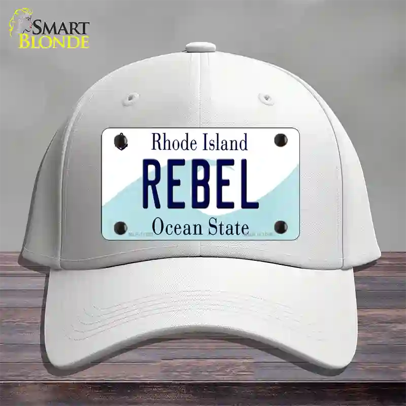 Rebel Rhode Island State Novelty License Plate Hat Cotton / White