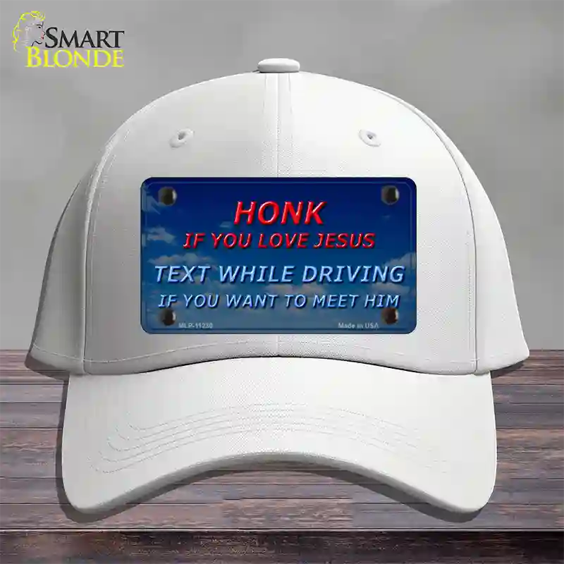 Honk If You Love Jesus Novelty License Plate Hat Cotton / White