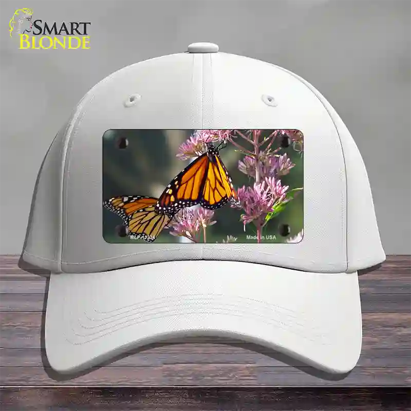 Butterfly Monarch On Flower Novelty License Plate Hat Cotton / White