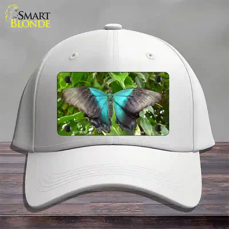 Butterfly Blue and Black Novelty License Plate Hat Cotton / White