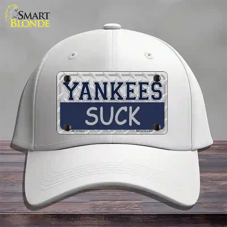 Yankees Suck Novelty License Plate Hat Cotton / White