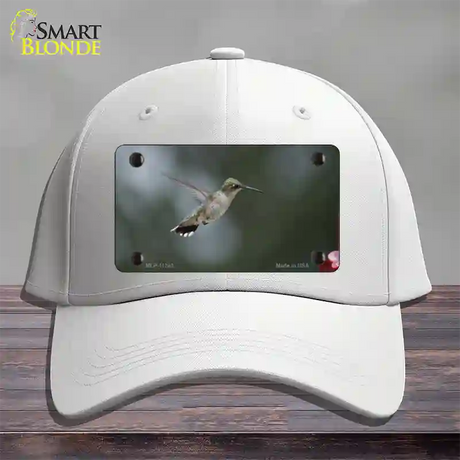 Hummingbird In Flight Novelty License Plate Hat Cotton / White