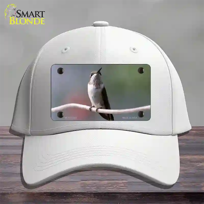 Hummingbird Perched On Branch Novelty License Plate Hat Cotton / White