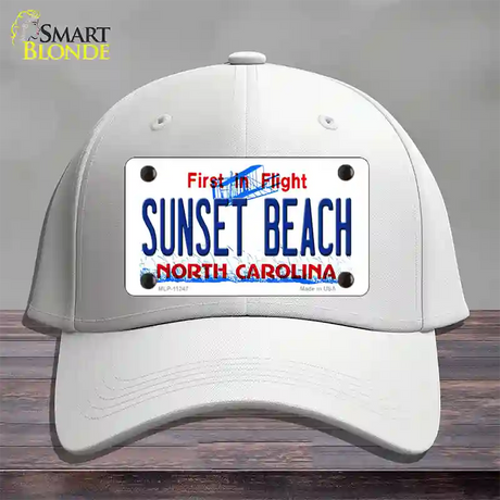 Sunset Beach North Carolina State Novelty License Plate Hat Cotton / White