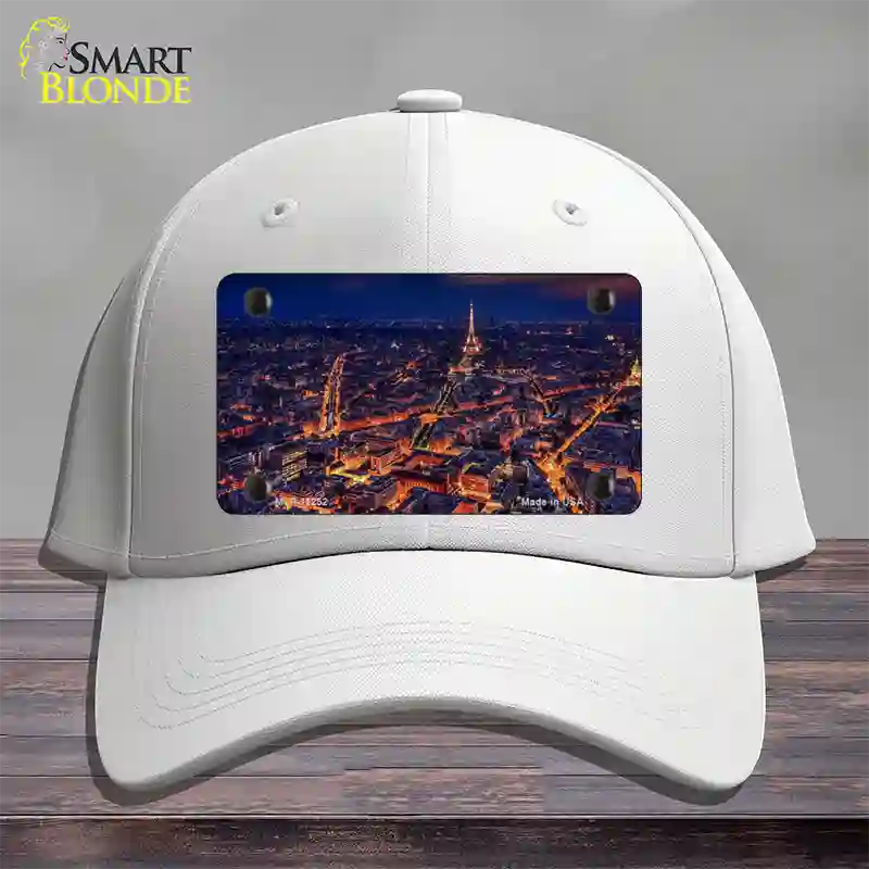 Paris At Night Eiffel Tower In Center Novelty License Plate Hat Cotton / White