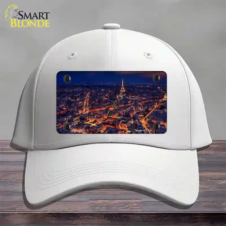 Paris At Night Eiffel Tower In Center Novelty License Plate Hat Cotton / White