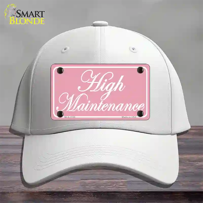 High Maintenance Novelty License Plate Hat Cotton / White