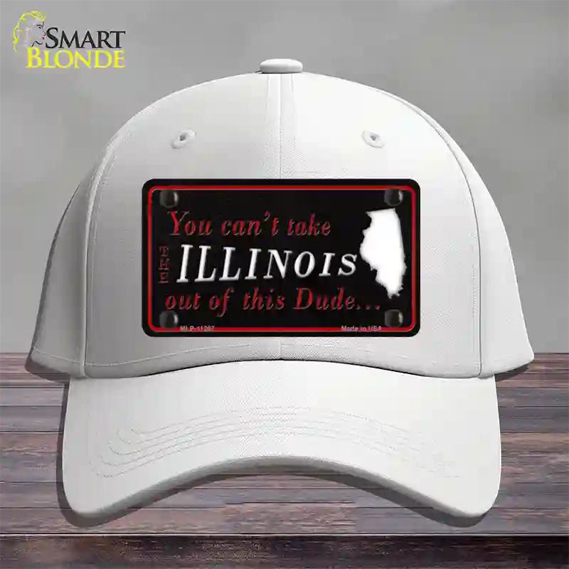 Illinois Dude Novelty License Plate Hat Cotton / White