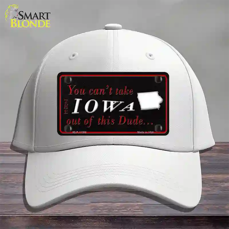 Iowa Dude Novelty License Plate Hat Cotton / White