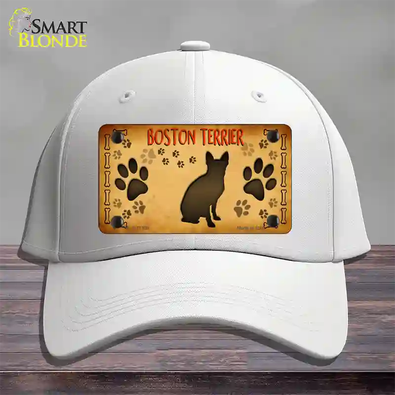 Boston Terrier Novelty License Plate Hat Cotton / White