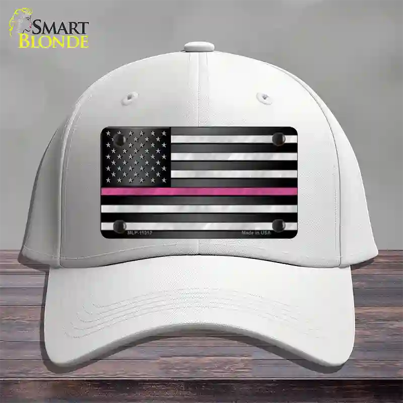 Thin Pink Line Novelty License Plate Hat Cotton / White