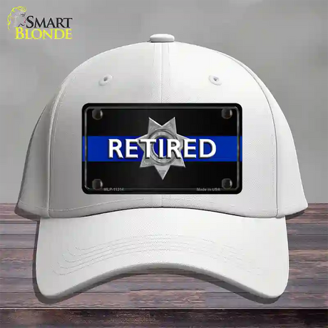 Thin Blue Line Retired Police Novelty License Plate Hat Cotton / White