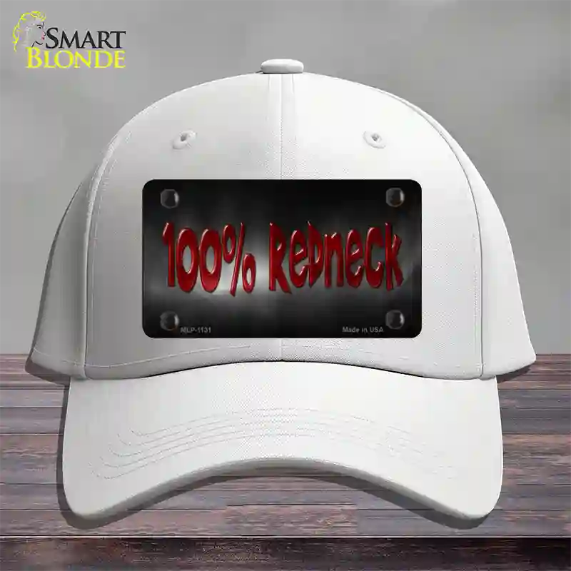 100% Redneck Novelty License Plate Hat Cotton / White