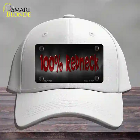 100% Redneck Novelty License Plate Hat Cotton / White