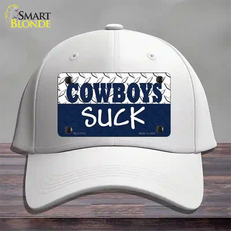 Cowboys Suck Novelty License Plate Hat Cotton / White