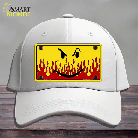 Smiley Flame Novelty License Plate Hat Cotton / White