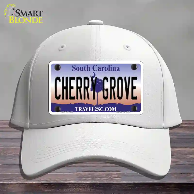 Cherry Grove South Carolina Novelty License Plate Hat Cotton / White