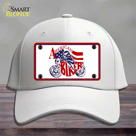 American Patriotic Biker Novelty License Plate Hat Cotton / White